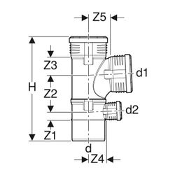 Geberit Silent-PP Kombibogenabzweig 87,5 Grad d 110mm, d1 110mm, d2 50mm... GEBERIT-390558141 4025416153337 (Abb. 1)