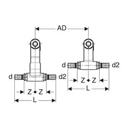 Geberit Mepla Set Anschluss-T-Stücke für Vor-/Rücklauf, mit Anschlussverschraubung f... GEBERIT-612361227 4025410584991 (Abb. 1)