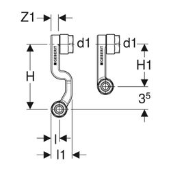 Geberit Mepla Set Anschluss-T-Stücke für Vor-/Rücklauf, mit Anschlussverschraubung f... GEBERIT-612361227 4025410584991 (Abb. 1)