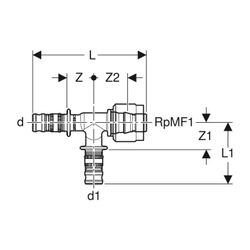 Geberit Mepla Übergangs-T-Stück mit MasterFix, Abzweig Außendurchmesser 16mm... GEBERIT-621454005 4025416139065 (Abb. 1)