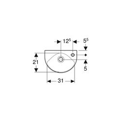 Geberit Renova Handwaschbecken verkürzte Ausladung, 36x14,8x25cm, Hahnloch rechts, Ü... GEBERIT-500374011 4025416853169 (Abb. 1)