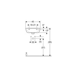 Geberit Renova Handwaschbecken mit asymmetrischem Überlauf, 45x17,3x36cm, Hahnloch m... GEBERIT-500494011 4025416224457 (Abb. 1)
