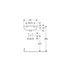 Geberit Renova Handwaschbecken mit asymmetrischem Überlauf, 45x17,3x36cm, ohne Hahnl... GEBERIT-500497011 4025416220541 (Abb. 1)