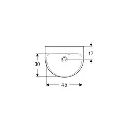 Geberit Renova Handwaschbecken, asymmetrischem Überlauf, 50x17,3x40cm, ohne Hahnloch... GEBERIT-500499018 4025416221067 (Abb. 1)