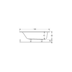 Geberit Renova Plan Rechteckbadewanne 160x75cm, Gesamtvolumen 196l... GEBERIT-554303011 4025410711014 (Abb. 1)