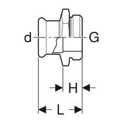 Geberit Mapress Edelstahl Übergang mit Außengewinde G d 35mm, G 1 1/2″... GEBERIT-31735 4024723317357 (Abb. 1)
