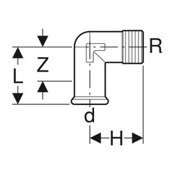 Geberit Mapress C-Stahl Übergangswinkel 90° mit Außengewinde Außendurchmesser 28mm... GEBERIT-21609 4024723216094 (Abb. 1)