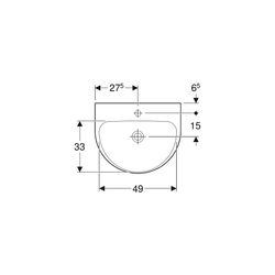 Geberit Renova Waschtisch, Breite 55cm, Tiefe 45cm, Hahnloch mittig, ohne Überlauf, ... GEBERIT-500578011 4025416221203 (Abb. 1)
