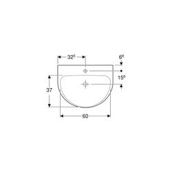 Geberit Renova Waschtisch, Breite 65cm, Tiefe 50cm, Hahnloch mittig, ohne Überlauf, ... GEBERIT-500662018 4025416144205 (Abb. 1)