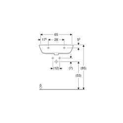 Geberit Renova Waschtisch, Breite 65cm, Tiefe 50cm, ohne Hahnloch, Überlauf sichtbar... GEBERIT-500663011 4025416139898 (Abb. 1)