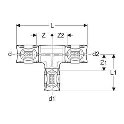 Geberit FlowFit T-Stück reduziert Außendurchmesser 32mm... GEBERIT-620123001 4025416604617 (Abb. 1)