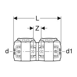 Geberit FlowFit Übergang auf Geberit Mepla bleifreie Siliziumbronze, d 63mm, d1 63mm... GEBERIT-620096001 4025416615613 (Abb. 1)
