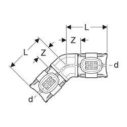 Geberit FlowFit Bogen 45°, Außendurchmesser 40mm... GEBERIT-620064001 4025416609216 (Abb. 1)