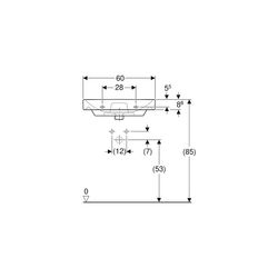 Geberit Smyle Square Waschtisch, Breite 60cm, Tiefe 48cm, Hahnloch mittig, ohne Über... GEBERIT-501732001 4025410870568 (Abb. 1)