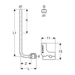 Geberit FlowFit Metallrohr-Anschlussbogen 90 Grad mit Anschlussverschraubung für Eur... GEBERIT-619411221 4025416601104 (Abb. 1)