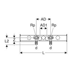 Geberit FlowFit Anschlusswinkel 90 Grad vormontiert, zweifach, gerade, d 20mm, Rp 1/... GEBERIT-619671001 4025416602613 (Abb. 1)