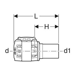 Geberit FlowFit Übergang auf Geberit Mapress, mit Einschubende d 40mm, d1 35mm, Edel... GEBERIT-620255001 4025416188391 (Abb. 1)