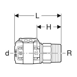 Geberit FlowFit Übergang mit Außengewinde d 40mm, R 1 1/4″, Edelstahl 1.4401... GEBERIT-619703001 4025416602774 (Abb. 1)