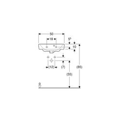 Geberit Renova Plan Handwaschbecken mit asymmetrischem Überlauf, 50x16,5x38cm, ohne ... GEBERIT-501630001 4025410866738 (Abb. 1)