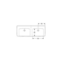 Geberit Renova Plan Doppelwaschtisch, Breite 130cm, Tiefe 48cm, ohne Hahnloch, Überl... GEBERIT-501712001 4025410868596 (Abb. 1)