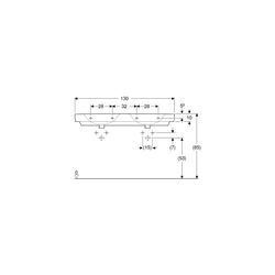 Geberit Renova Plan Doppelwaschtisch, Breite 130cm, Tiefe 48cm, ohne Hahnloch, ohne ... GEBERIT-501713001 4025410868718 (Abb. 1)