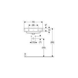 Geberit Renova Plan Waschtisch, Breite 55cm, Tiefe 44cm, Hahnloch mittig, Überlauf s... GEBERIT-501632001 4025410858368 (Abb. 1)
