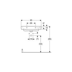 Geberit Renova Plan Waschtisch, Breite 65cm, Tiefe 48cm, Hahnloch mittig, ohne Überl... GEBERIT-501641001 4025410858436 (Abb. 1)