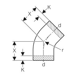 Geberit PE Bogen 45 Grad, Außendurchmesser 200mm... GEBERIT-370045161 4025416035473 (Abb. 1)