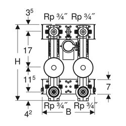 Geberit GIS Set Waschtisch für Standarmatur, zwei Wasserzählerstrecken mit Unterputz... GEBERIT-461177001 4025410906878 (Abb. 1)