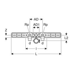 Geberit FlowFit Anschlusswinkel 90 Grad vormontiert, zweifach, abgesetzt, Ablaufrohr... GEBERIT-619681001 4025416602637 (Abb. 1)