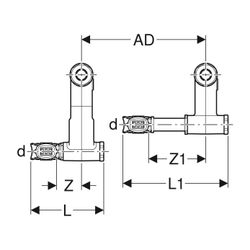 Geberit FlowFit Set Anschluss-Endstücke für Vor-/Rücklauf, mit Anschlussverschraubun... GEBERIT-619450221 4025416602002 (Abb. 1)