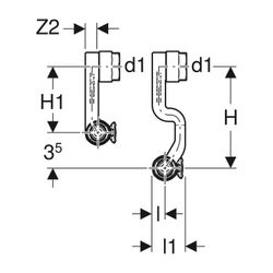 Geberit FlowFit Set Anschluss-Endstücke für Vor-/Rücklauf, mit Anschlussverschraubun... GEBERIT-619450221 4025416602002 (Abb. 1)