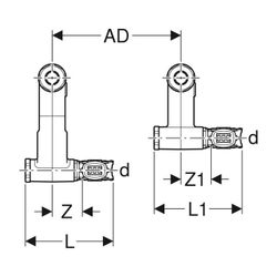 Geberit FlowFit Set Anschluss-Endstücke für Vor-/Rücklauf, mit Anschlussverschraubun... GEBERIT-619460221 4025416602040 (Abb. 1)