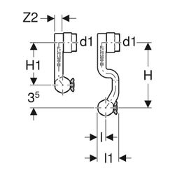 Geberit FlowFit Set Anschluss-Endstücke für Vor-/Rücklauf, mit Anschlussverschraubun... GEBERIT-619460221 4025416602040 (Abb. 1)