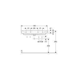 Geberit Renova Plan Waschtisch, Breite 100cm, Tiefe 48cm, Hahnloch links, rechts, Üb... GEBERIT-501883008 4025410938138 (Abb. 1)