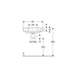 Geberit Renova Plan Aufsatzwaschtisch, Breite 60cm, Tiefe 48cm, Hahnloch mittig, Übe... GEBERIT-501721001 4025410868916 (Abb. 1)