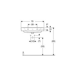 Geberit Renova Plan Aufsatzwaschtisch, Breite 70cm, Tiefe 48cm, Hahnloch mittig, Übe... GEBERIT-501724001 4025410868947 (Abb. 1)