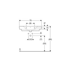 Geberit Renova Plan Aufsatzwaschtisch, Ablagefläche beidseitig, B 75cm T 48cm Hahnlo... GEBERIT-501726001 4025410868657 (Abb. 1)
