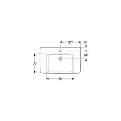 Geberit Renova Plan Aufsatzwaschtisch, Ablagefläche beidseitig, B 75cm T 48cm Hahnlo... GEBERIT-501726001 4025410868657 (Abb. 1)