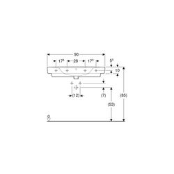 Geberit Renova Plan Aufsatzwaschtisch, Ablagefläche beidseitig, 90cm T 48cm Hahnloch... GEBERIT-501728008 4025410868855 (Abb. 1)
