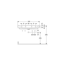 Geberit Renova Plan Aufsatzwaschtisch, Breite 100cm, Tiefe 48cm, Hahnloch links, rec... GEBERIT-501932001 4025410952226 (Abb. 1)