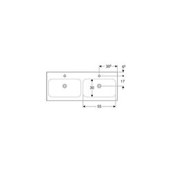 Geberit iCon Light Doppelwaschtisch, Breite 120cm, Tiefe 48cm, Hahnloch mittig, ohne... GEBERIT-501838005 4025410894939 (Abb. 1)