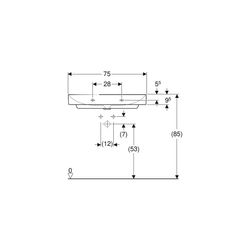 Geberit ONE Waschtisch Abgang vertikal, Breite 75cm, Tiefe 48cm, Hahnloch mittig, oh... GEBERIT-505020012 4025410953636 (Abb. 1)