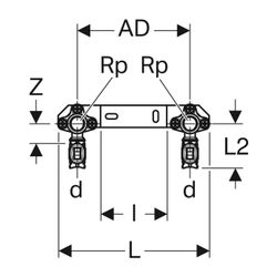 Geberit FlowFit Anschlusswinkel 90 Grad vormontiert, zweifach, abgewinkelt, d 16mm, ... GEBERIT-619690001 4025416602644 (Abb. 1)