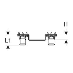Geberit FlowFit Anschlusswinkel 90 Grad vormontiert, zweifach, abgewinkelt, d 16mm, ... GEBERIT-619690001 4025416602644 (Abb. 1)