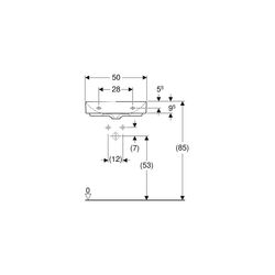 Geberit ONE Aufsatzwaschtisch rechteckig, Abgang vertikal, B 50cm, Tiefe 40cm, ohne ... GEBERIT-505031016 4025410953766 (Abb. 1)