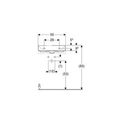 Geberit ONE Aufsatzwaschtisch rechteckig, Abgang vertikal, B 50cm T 40cm Hahnloch mi... GEBERIT-505030016 4025410953759 (Abb. 1)