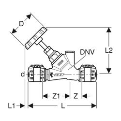 Geberit FlowFit Schrägsitz-Absperrventil CuSn4Zn2PS, d 32mm... GEBERIT-619833001 4025416603665 (Abb. 1)
