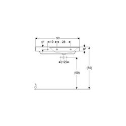 Geberit Xeno2 Waschtisch, Ablagefläche links, Breite 90cm, Tiefe 48cm, Hahnloch mitt... GEBERIT-500535011 4025416605546 (Abb. 1)