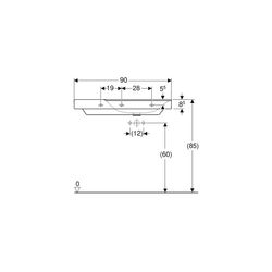Geberit Xeno2 Waschtisch, Ablagefläche links, Breite 90cm, Tiefe 48cm, ohne Hahnloch... GEBERIT-500536011 4025416605584 (Abb. 1)